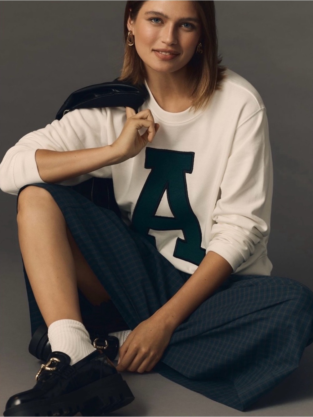 Anthropologie Maeve Crew Letter Sweatshirt